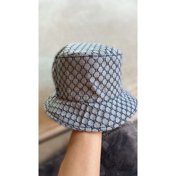 Vintage Celine Triomphe Monogram Bucket Hat | Size Large | Classic Logo Pattern - Picture 1 of 2
